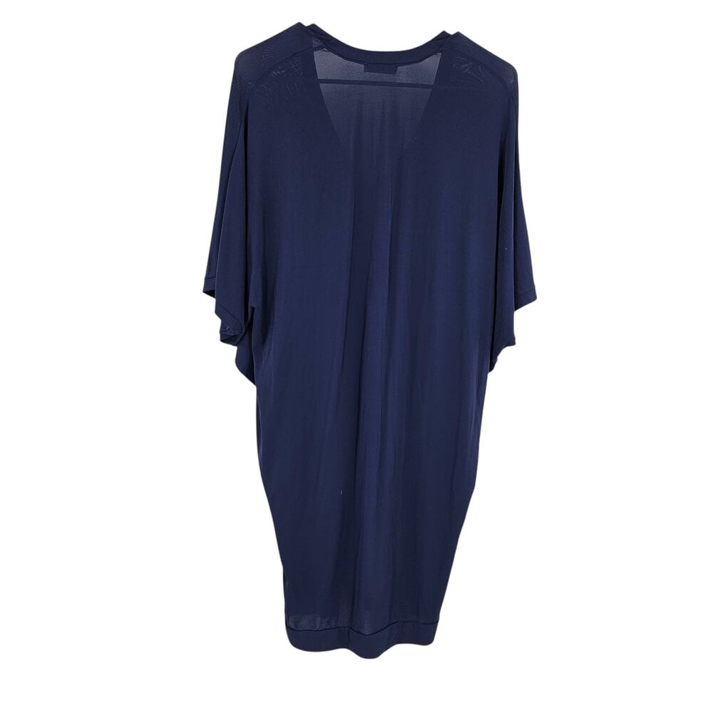 Shan Canada Caftan Dress Dark Blue Soft Batwing Sleeve V-neck Stretch Size 8